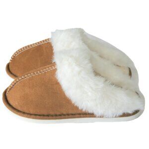 Women's Fuzzy Memory Foam Scuff Slippers Size 7,8,9 Faux Fur Cozy Comfort Brown